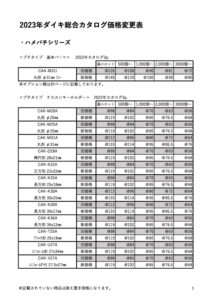 2023年総合カタログ価格変更表